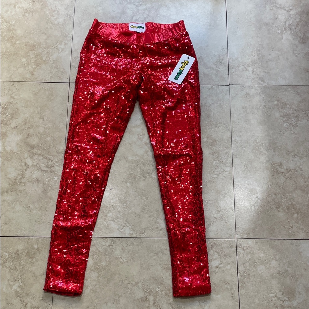 Tipsy Elves Red Sequin Leggings,size XS